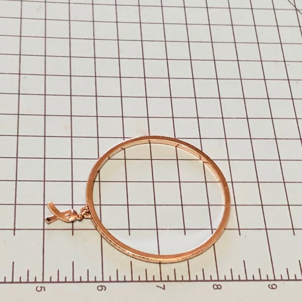 Metal Bangle Charm Bracelet Gold Breast Cancer Awareness - Picture 2 of 2